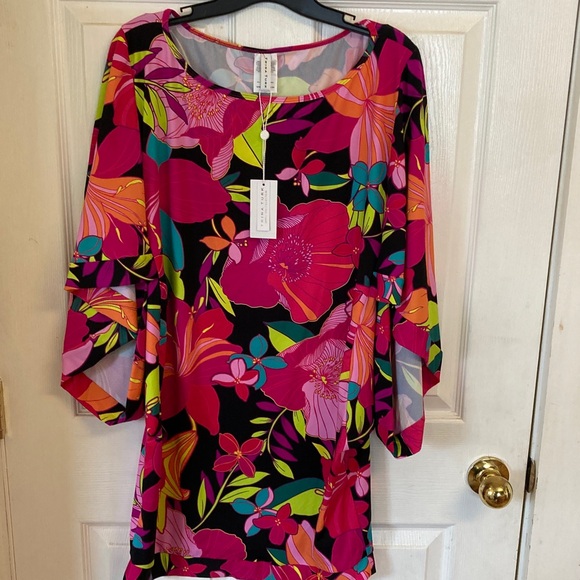 Trina Turk Other - Trina Turk Bright Pink, Turquoise & Black Floral Swimwear Coverup